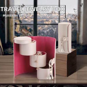 Foldable PU Leather Jewelry Roll Organizer, Three Compartments Jewellery <b>Storage</b> Case With Tassel for Rings <b>Necklaces</b> Earrings - Product Image 2