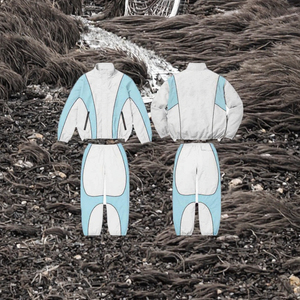Unisex Color Blocking Tracksuit Set <b>White</b> Blue Sporty Full Sleeve Lightweight Polyester Jacket <b>Pants</b> / Side Pockets Spring Wear - Product Image 3