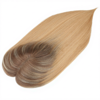 Topper en dentelle casher avec pinces à cheveux, 100% cheveux humains, 12-18 pouces, couleur blonde