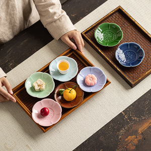 Chinese Style <b>Ceramic</b> Flower Shape Tea Tray Mini Fruit <b>Plate</b> Handmade Zen Inspired Dessert Bowl For Tea Ceremony Dehua Origin - Product Image 4