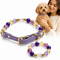 Großhandel Luxus-Set: Passendes Haustier-Halsband & Armband für Besitzer, Verstellbares Naturstein-Perlen-Kristall-Hundehalsband als Geschenk