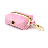 Produits les plus vendus pour l'été 2025 Laisse de chien de luxe en polyester Velours rose Porte-sac à crottes pour chien gravable Collier pour chien