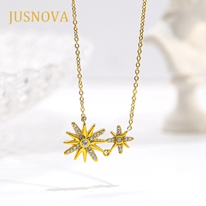 JUSNOVA-Collar de acero inoxidable pulido hecho a mano con piedras checas de oro de 18 quilates personalizado para mujer - Product Image 6