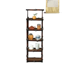 Zhuqige Bamboo Five Tier Tea Cabinet Storage <b>Rack</b> For Tea Ceremony Accessories Durable Standing Type Rectangle Rattan <b>Shelf</b> - Product Image 2