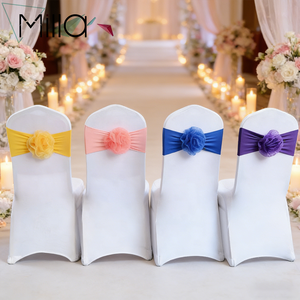 Cinta elástica 3d para silla, decoración para eventos, flor rosa, LICRA - Product Image 1