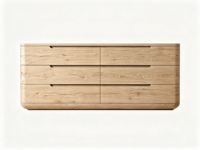 Commode moderne Sageliving à 6 tiroirs, silhouette incurvée, poignées découpées, meuble de rangement pour chambre à coucher