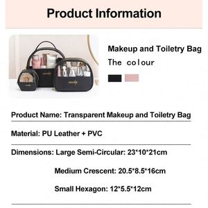 Pochette de toilette de luxe pour femmes, sac de maquillage personnalisé avec logo, sacs cosmétiques transparents portables, vente en gros - Product Image 3