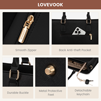 Sac de travail LOVEVOOK pour femme, imperméable, grand format, en cuir PU, pour ordinateur portable 15,6 pouces, sac fourre-tout, sacoche pour les enseignants, les employés de bureau