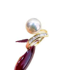 Support de bague en argent S925 avec perles rondes de 8-10 mm, accessoires de perles DIY, anneaux élégants 10471, bijoux en argent - Product Image 5