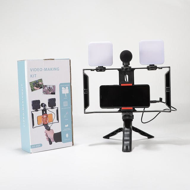 Mobile Foldable Selfie Stick Vlog Camera Kit for Vlogging All in One Outdoor Use for Beginners Ay49x