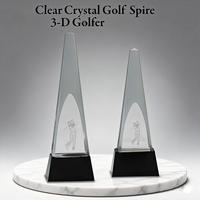 Noble Awards Personnalisé 3D Laser Figure Tour De Cristal Golf Trophée Prix Artisanat Plaque Avec Prix De La Tour De Cristal Optique Poli