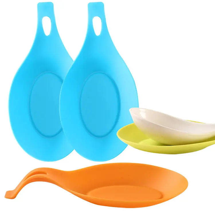 Silicone spoon insulation mat heat resistant placemat coaster tray kitchen tool tray spoon cutlery rawer organizer tray spoon