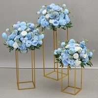 Bouquet de fleurs artificielles en soie bleue pour mariage, centre de table, décoration intérieure, arrangement floral pour table