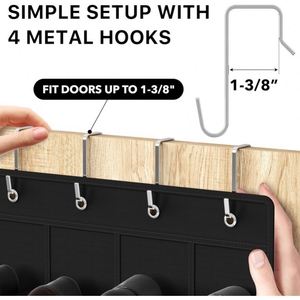 24 Pockets Crystal Clear PVC Over Door Shoe Organizer, Non-woven <b>Space</b> <b>Saving</b> Storage Rack Over the Door Shoe Organizer - Product Image 3
