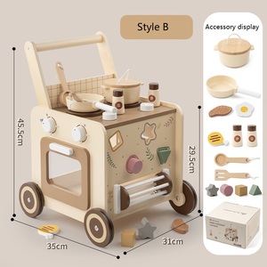 Kit de cuisine en bois multifonctionnel 2-en-1 Jet Wooden, jouet éducatif pour la <span class=keywords><strong>petite</strong></span> <span class=keywords><strong>enfance</strong></span>, unisexe - Product Image 3
