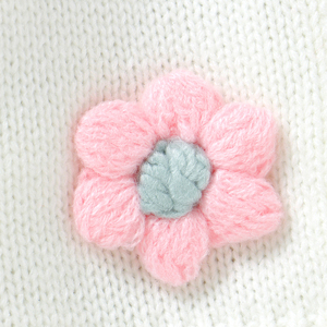 Ensemble tricoté pour nouveau-né : Cardigan fleuri et barboteuse à volants – Tenue douce en maille pour bébés filles - Product Image 5