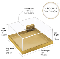 Plateau Carré Doré en Acrylique Personnalisé en Usine, Plateau de Rangement et de Présentation de Haute Qualité pour Fêtes, Mariages, Gâteaux et Aliments, Avec Couvercle