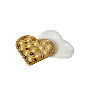 Scatola per Pasticceria a Forma <span class=keywords><strong>di</strong></span> Cuore in <span class=keywords><strong>Plastica</strong></span>, Monouso e Riciclabile, per Frutta, Sushi, Dessert, Cioccolato, Fragole, con Coperchio Trasparente - Product Image 2