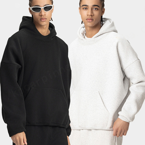 Sudadera de algodón 400 Gsm para hombre, sudadera de manga larga Boxy Fit, ropa informal holgada, Sudadera con capucha, Color sólido, temporada de otoño, teñido liso, suministro a granel - Product Image 4