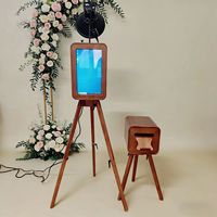 Photomaton vintage en bois pour appareil photo reflex numérique, machine à photomaton rétro portable avec haut-parleur et support pour iPad pour mariages et événements festifs