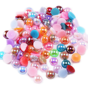 Perles d'imitation en résine acrylique couleur AB plates demi-rondes pour la décoration des ongles 6mm - Product Image 5