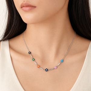 Collier en Y avec zircone cubique, en acier inoxydable plaqué or 14 carats sous vide, chaîne délicate à maillons - Product Image 5