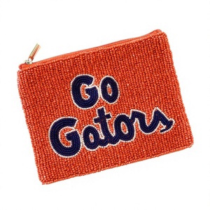 Monedero con Cuentas Go Gators Naranja y Azul, Mini Cartera con Cierre para el Día del Partido Universitario, Accesorio de Boutique al por Mayor para el Evento Deportivo - Product Image 1