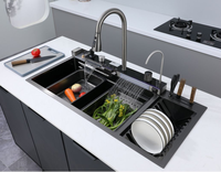 Nouvelle Robinet de Cuisine Intelligent Multifonctionnel Moderne en Acier Inoxydable avec Cascade Numérique Grande Taille de Haute Qualité