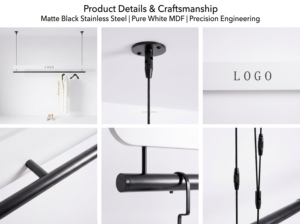 Industrial Style <strong>Black</strong> Iron <strong>Clothing</strong> Display Fixture with Ceiling Hanging <strong>Rail</strong> for Boutique Fashion Retail Store Interior Design - Product Image 5
