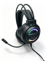 Casque de jeu RGB de niveau débutant, casque de jeu filaire supra-auriculaire avec haut-parleurs de 50 mm pour joueur/PC