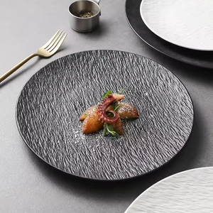 Stone Pattern Relief Porcelain <b>Plate</b> Set 8 Inch Eco Friendly for Dining Salad Steak Pasta Party Use - Product Image 2