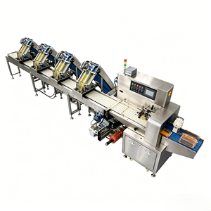 ABBA-HX60 Enrouleur de film à flux continu, Machine à emballer les coussins automatique à 3 servomoteurs, Surveillance à distance, Corps en acier inoxydable, Remplissage de bouteilles - Product Image 4