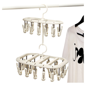 Sock Drying Rack With Multiple <b>Clips</b> Rectangle Shape <b>Hook</b> Type Space Saving For Socks Underwear Baby Clothes Organizer - Product Image 5