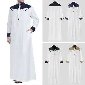 Wholesale Men Saudi Style Islamic Clothing Designs From Dubai Soft Thobe Fabric Omani StyleMen Robe Caftan Thawb Customized Size