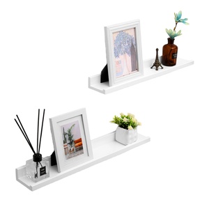 Juego de 2 estantes flotantes de madera blanca, repisa de pared para sala de estar, cocina, almacenamiento para marcos de fotos, libros, <span class=keywords><strong>estante</strong></span> de esquina de pared - Product Image 1