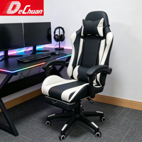 Chaise de jeu ergonomique polyvalente avec repose-pieds rétractable, soutien lombaire et appui-tête réglables pour salle de jeu