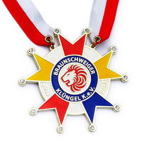 Médaille de récompense en forme d'étoile avec logo Lion, en alliage de zinc, strass et émail souple, personnalisable pour entreprise, club, réalisations, banquet, cadeau commémoratif