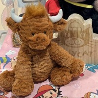 2025 Série British Jelly Wave : Peluche Lion Bouclé, Peluche Singe, Poupée Dragon Ondulé en Coton PP, Peluche Vache des Highlands Ultra Douce