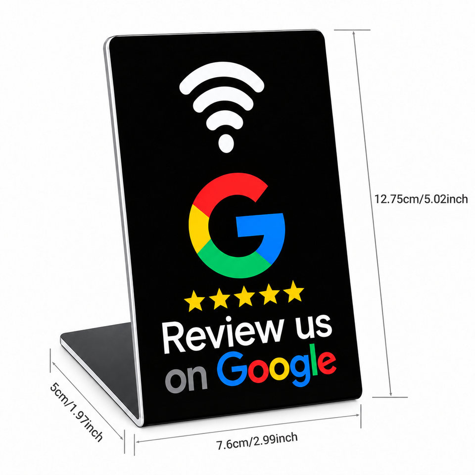 PVC Acrylic Bending Table Sign Custom NFC Review Card NFC QR Code for ...