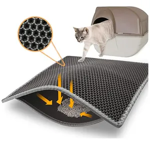 Custom Double Layer Honeycomb Colored Non-slip Eva Waterproof Cats Sand Trapping Tray Mat Pet Cat Litter Mats