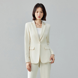 Women's Navy Blue Suit Set Flared Pants Anti-Wrinkle Polyester Work Commute Wear - Product Image 2