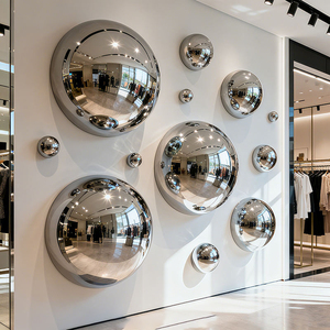 Tùy chỉnh bạc Thép không gỉ bán hình cầu nghệ thuật hiện đại Deco nhân đôi kết thúc không thấm nước freestanding vườn tường ngoài trời - Product Image 1