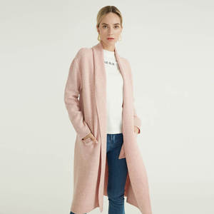 Cardigan en <span class=keywords><strong>laine</strong></span> mérinos <span class=keywords><strong>rose</strong></span> pour femmes, tricoté, Long,, automne, hiver, nouveau modèle - Product Image 3