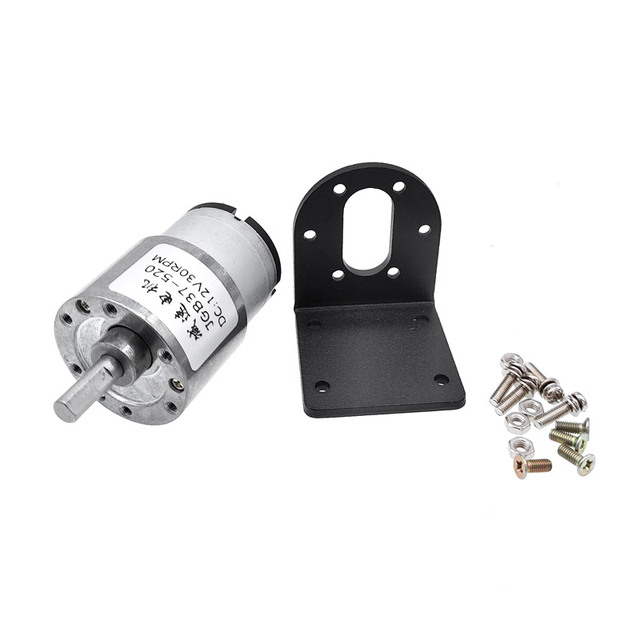 Jgb37-520 12v 24v High Torque Gear Box Electric Motor 5/10/20/30/45/60/100/200/300/600rpm With Aluminium Alloy Bracket