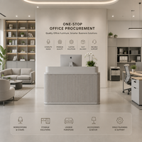 Comptoir d'accueil moderne haut de gamme en MDF cannelé avec base lumineuse LED et armoire de rangement – Ensemble complet pour salon de manucure, bureau commercial, OEM