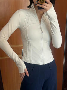Plus Size Xl Goudkleurige Dunne Hardloopjas Met Rits En Lange Mouwen Sporttopje Nauwsluitende Yoga Workout Lichtgewicht Fitnessjas