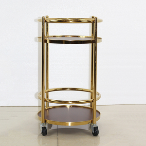 Hotel Double-deck Round Firewood Titanium Wine <strong>Cart</strong> Restaurant <strong>Service</strong> Equipment Room Serving <strong>Carts</strong> - Product Image 2