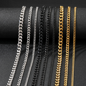 Collana a Catena Cubana Stile Punk in Acciaio Inossidabile per Uomo e Donna, Tono Oro Nero Vintage, Metallo Solido - Product Image 2