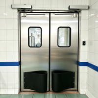 Porte battante à double battant en acier inoxydable 304, anti-choc, avec fenêtre de visualisation pour usine de transformation alimentaire et atelier