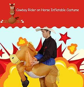Costume de cheval de <span class=keywords><strong>cowboy</strong></span> <span class=keywords><strong>gonflable</strong></span> à monter (1,2-1,5 m) pour les fêtes costumées des enfants, cosplay - unisexe, couleur personnalisable - Product Image 2